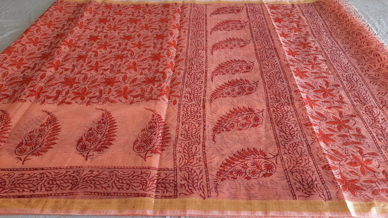 Kota Cotton Block Print saree With Blouse.