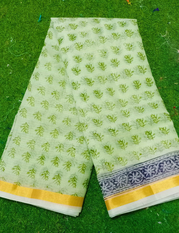 Kota Cotton Block Print saree With Blouse.