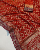 Soft Bandhej Silk Pattun Work Saree.