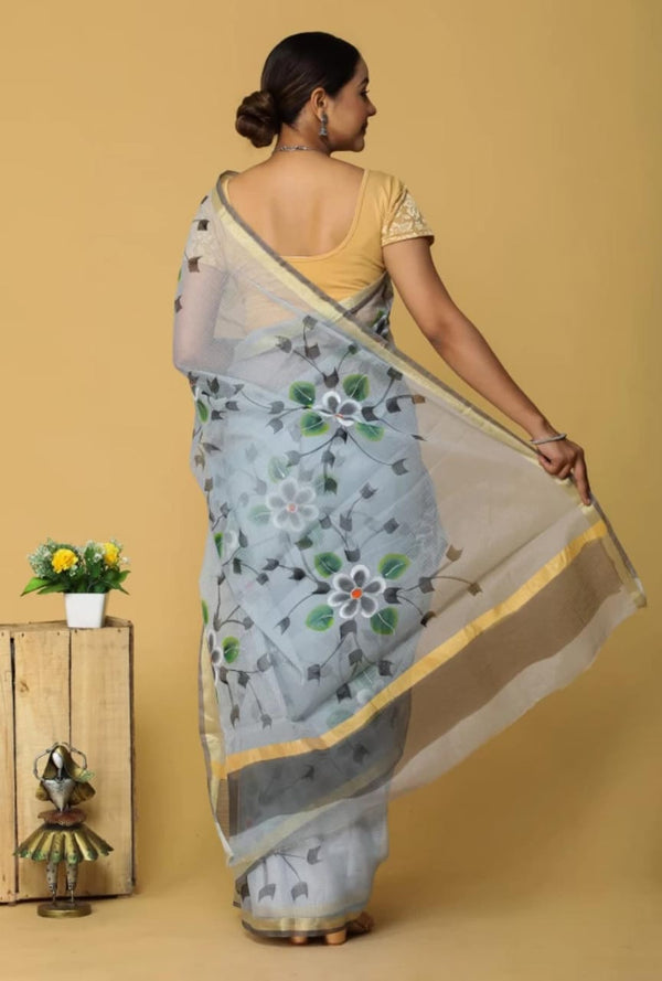 Cotton Kota Hand Brush Print Saree .