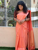 Cotton Silk Saree Zari Stripe With Running Blouse.