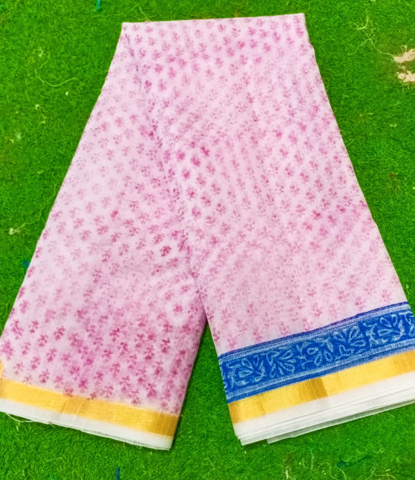 Kota Cotton Block Print saree With Blouse.