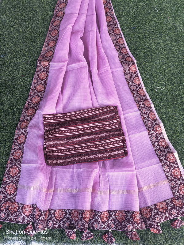 Kota Doriya Saree with Ajrakh Border.