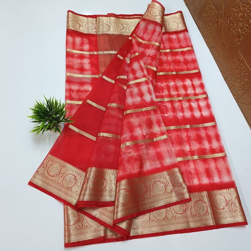 Banarasi Semi Kora silk Saree With Blouse.