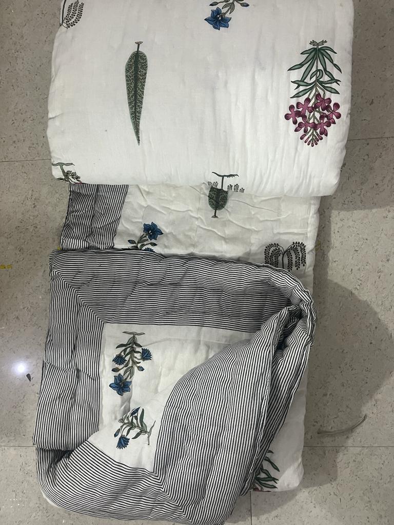 Pure Cotton Double Bed Jaipuri Rajai (90x108)