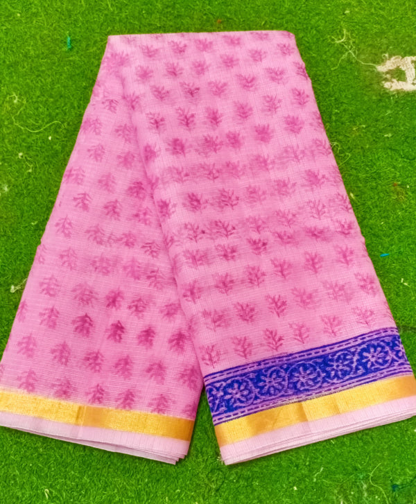 Kota Cotton Block Print saree With Blouse.