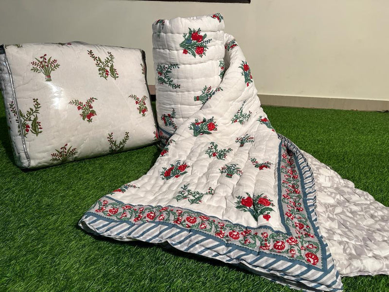 Pure Cotton Double Bed Jaipuri Rajai (90x108)