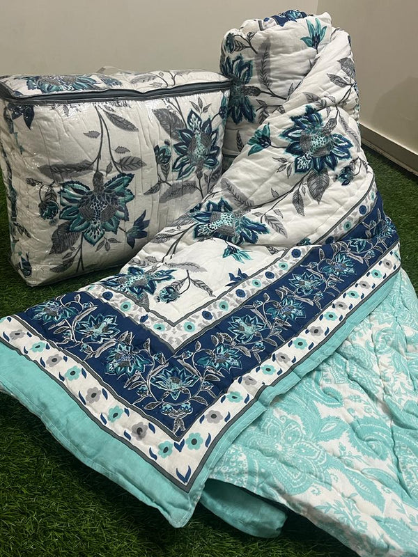 Pure Cotton Double Bed Jaipuri Rajai (90x108)