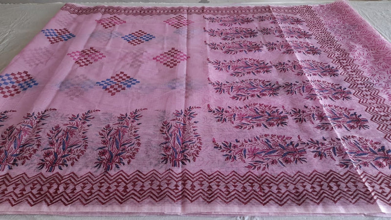 Kota Cotton Block Print saree With Blouse.