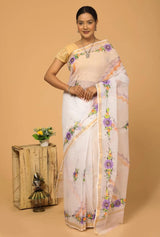 Cotton Kota Hand Brush Print Saree .