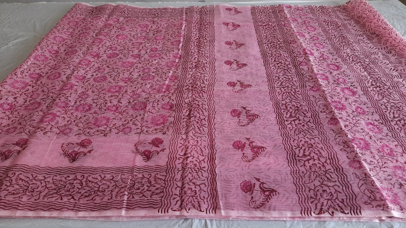 Kota Cotton Block Print saree With Blouse.