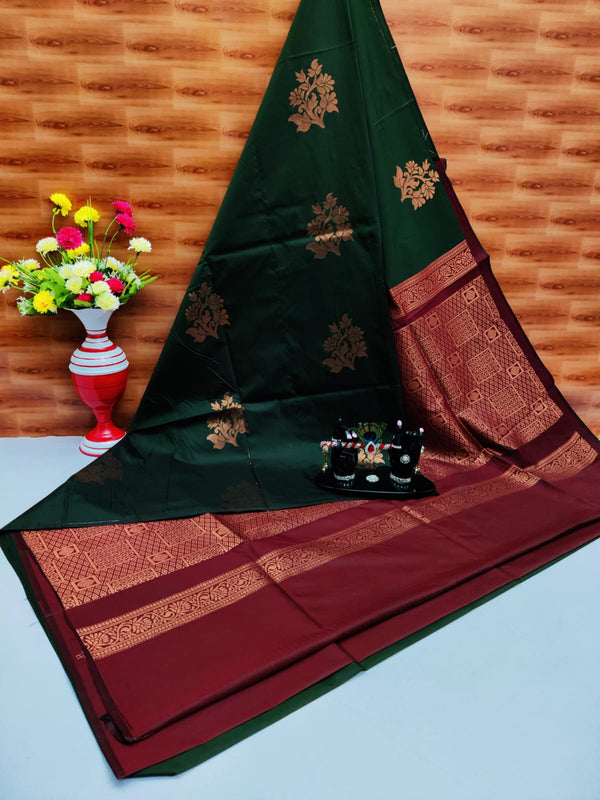 Semi kanchipuram Silk Saree With Blouse.