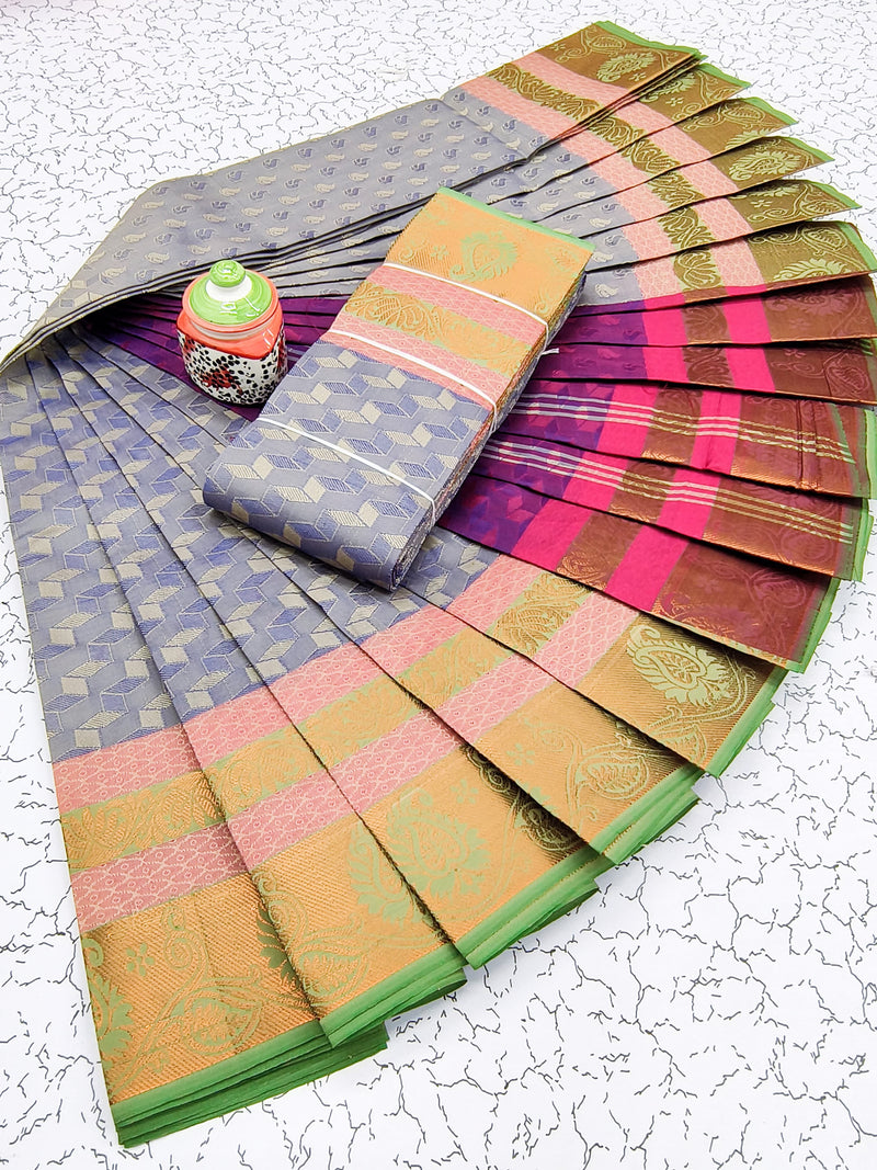 Semi Karizma Silk Zari Work Saree  With Blouse.