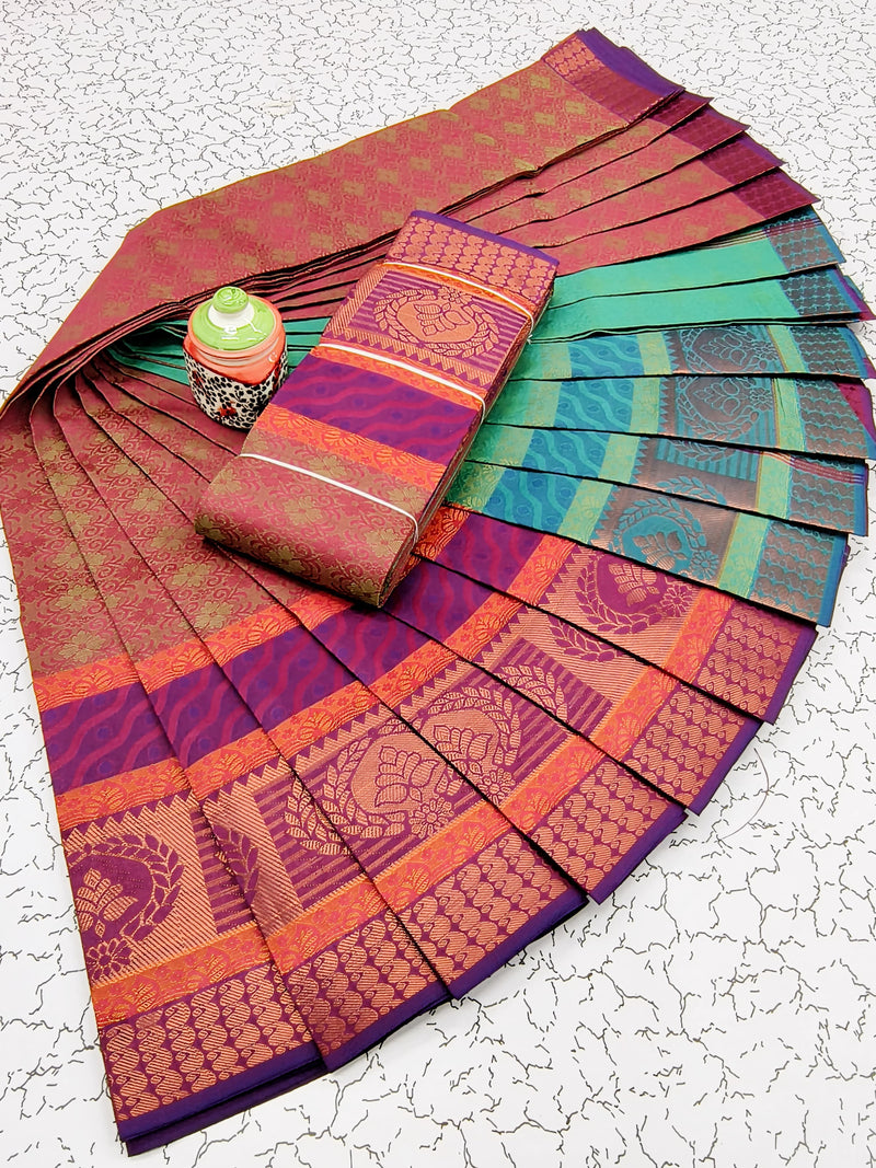 Semi Karizma Silk Zari Work Saree  With Blouse.