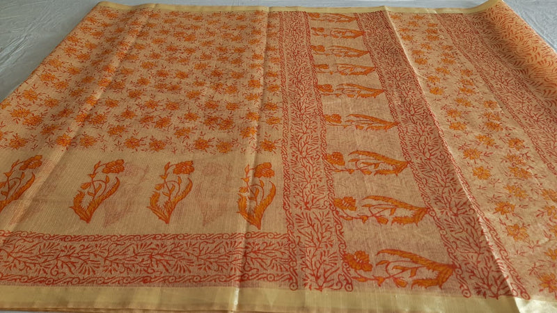 Kota Cotton Block Print saree With Blouse.