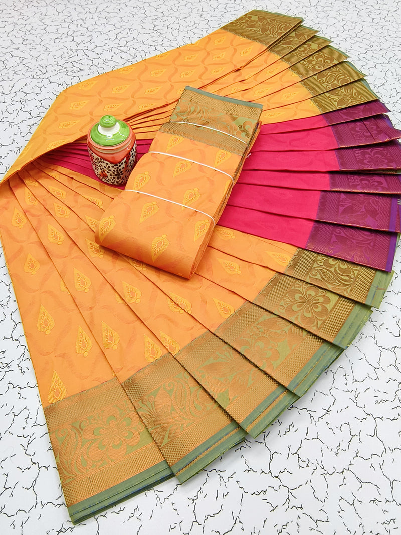 Semi Karizma Silk Zari Work Saree  With Blouse.