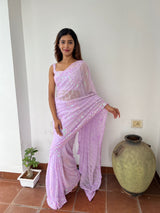 Geogette Sequence Work And Cut Work Broder Saree With Blouse.