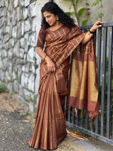 Cotton Silk Saree Zari Stripe With Running Blouse.