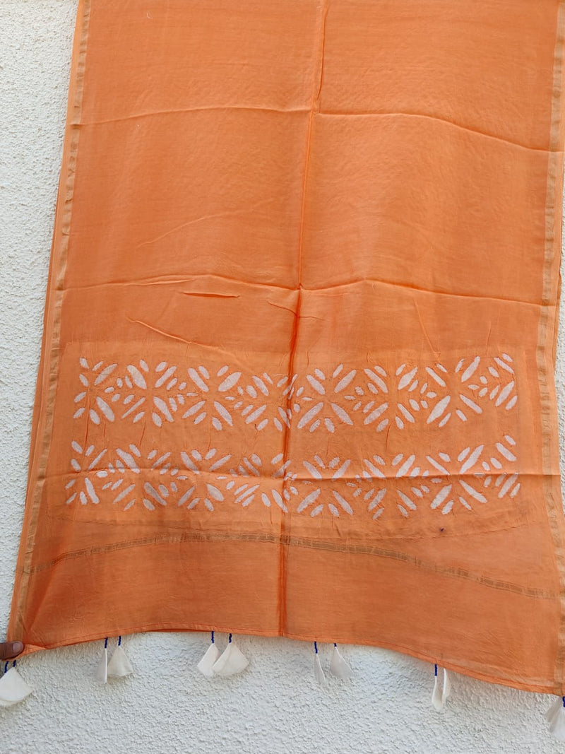 Pure Chanderi Silk Applique Work Saree With Blouse.