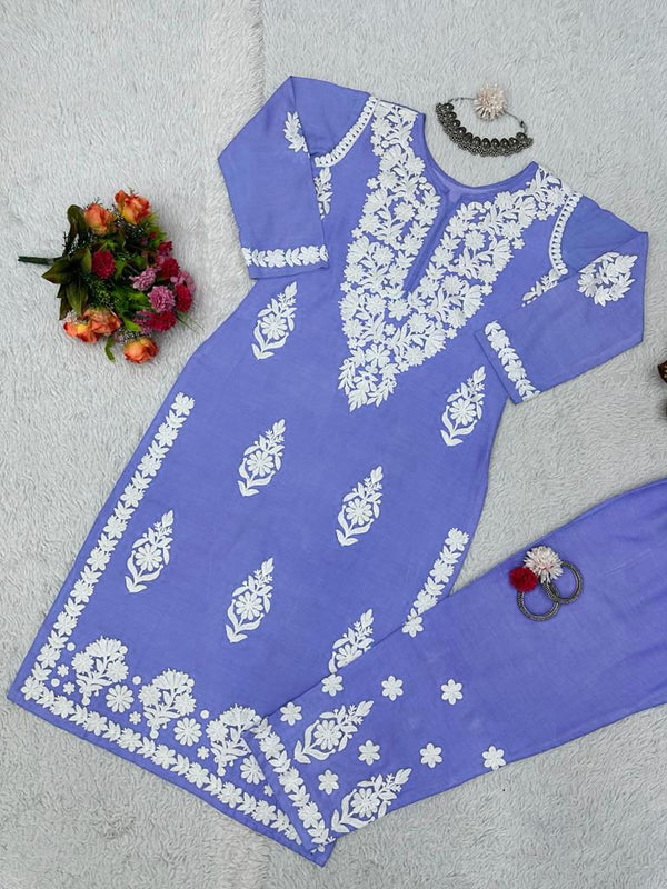 Reyon Embroidery Work kurta Suit Set.