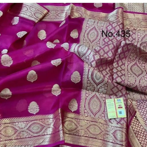 Banarasi Semi Kora Organza silk Saree With Blouse.