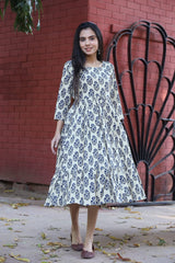 Pure Cotton Hand Block Print One Pc Dress.