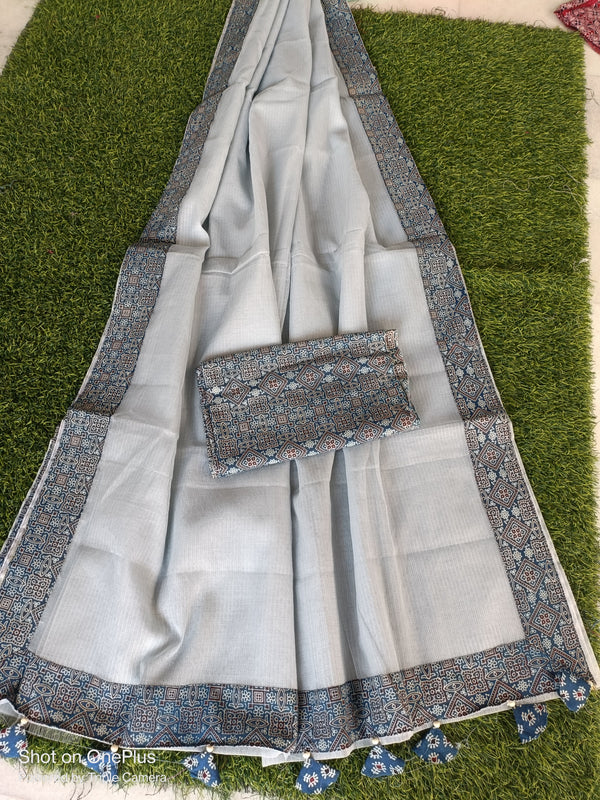 Kota Doriya Saree with Ajrakh Border.