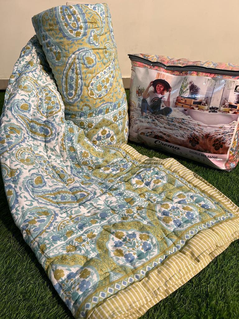 Pure Cotton Double Bed Jaipuri Rajai (90x108)