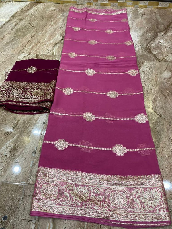 Georgette Zari Weaved saree With Running Blouse.