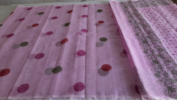 Kota Cotton Block Print saree With Blouse.