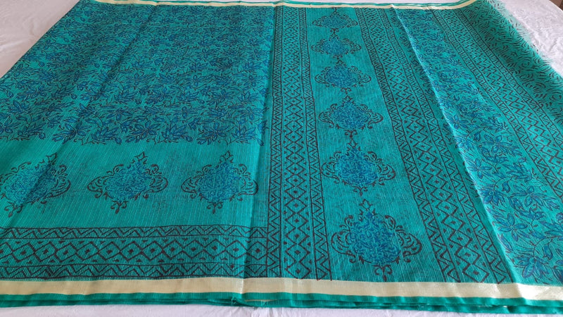 Kota Cotton Block Print saree With Blouse.